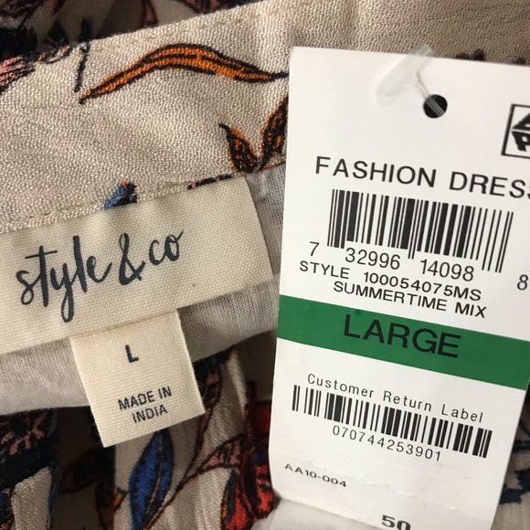 Style & Co Dress Sleeveless Floral V-Neck Ruffled - Picture 7 of 14